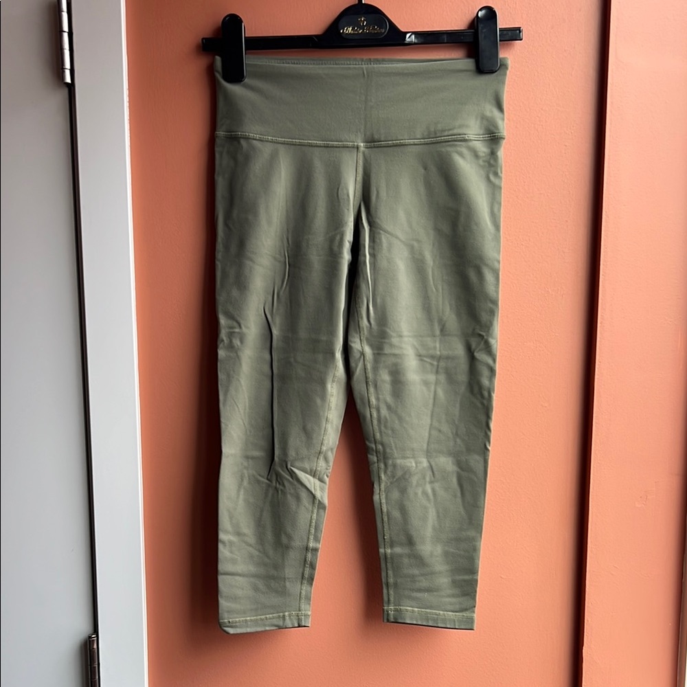Prana Olive Green High-Waisted Capri Leggings